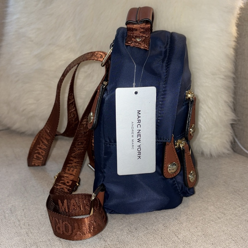 New w/Tags Marc New York Andrew Marc Navy Mini Zipper Backpack - Picture 6 of 16